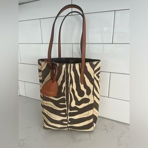 Ralph Lauren Purple Label Collection Zebra Suede Leather Tote Bag